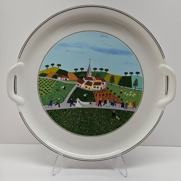 Villeroy & Boch Farmers Wedding Naif Large Round Serving Tray Ceramic 12 5/8 - Picture 1 of 6